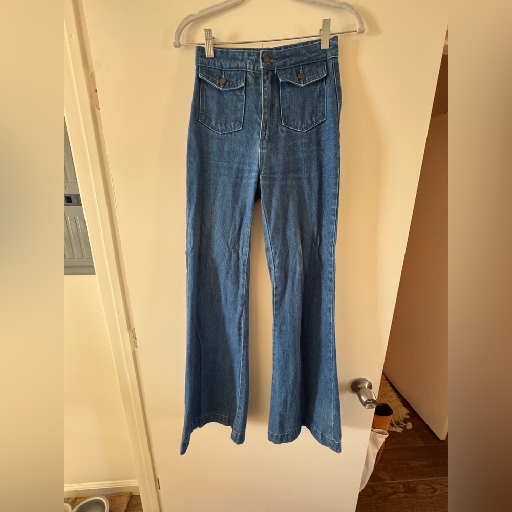 ROLLA'S Blue Flare Wide Leg Jeans